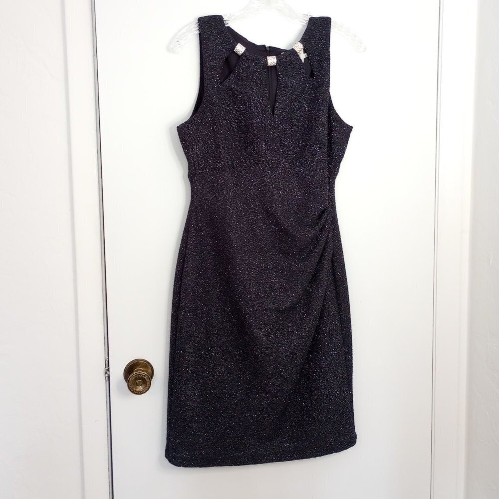 Eliza J Grey Sparkle Keyhole Neck Occasion Dress